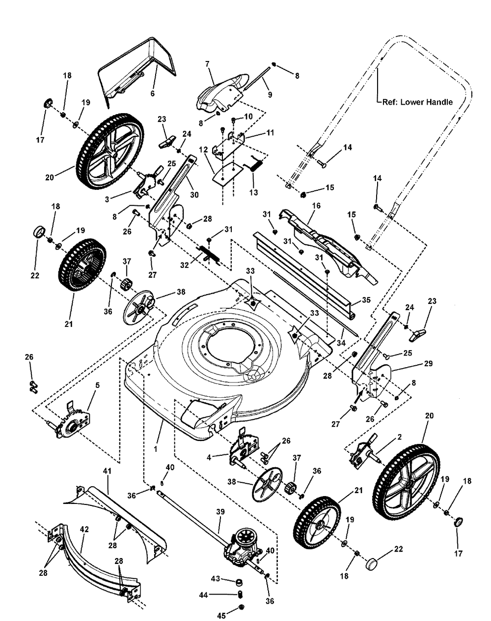 Deck Assembly (Self-Propelled, Hi-Wheel) Diagram and Parts List for 7800456-MP22675HW 2010 Briggs and Stratton Lawn Mower